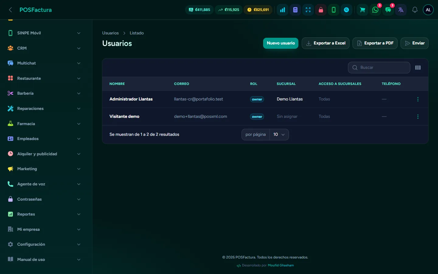 Seguridad y administración del negocio